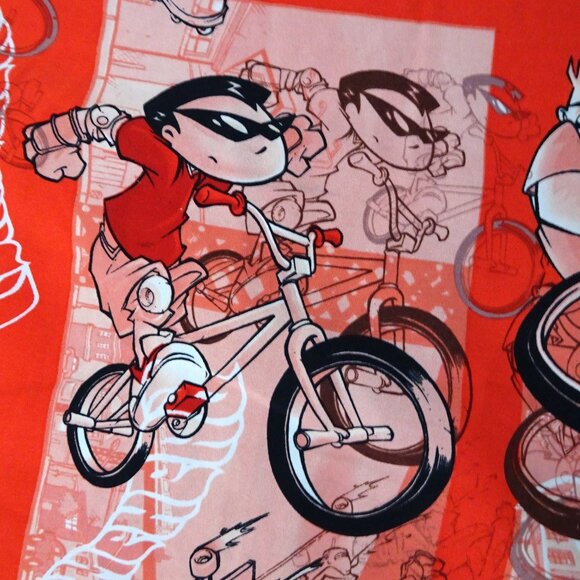 Vintage Flamehead JNCO Button Shirt Medium Red 90s Skater BMX Bike Cartoon Skate - Picture 12 of 16